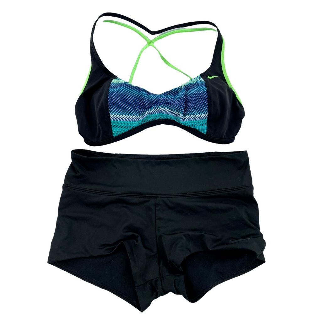 Nike swim sports top size medium. Black/blue/neon
